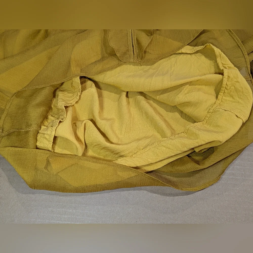 Sunday in Brooklyn Anthropologie Mustard Yellow Sheer Lined Blouse Top Sz S EUC - Picture 9 of 16